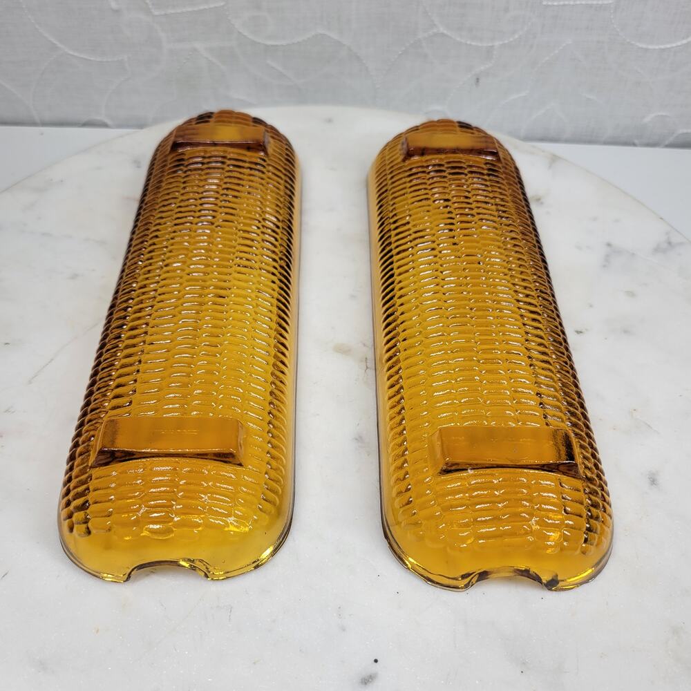 Vintage Indiana Glass Corn Cob Dish 8.5" x 2" Amber Retro Holder Plate Tray - Picture 8 of 11